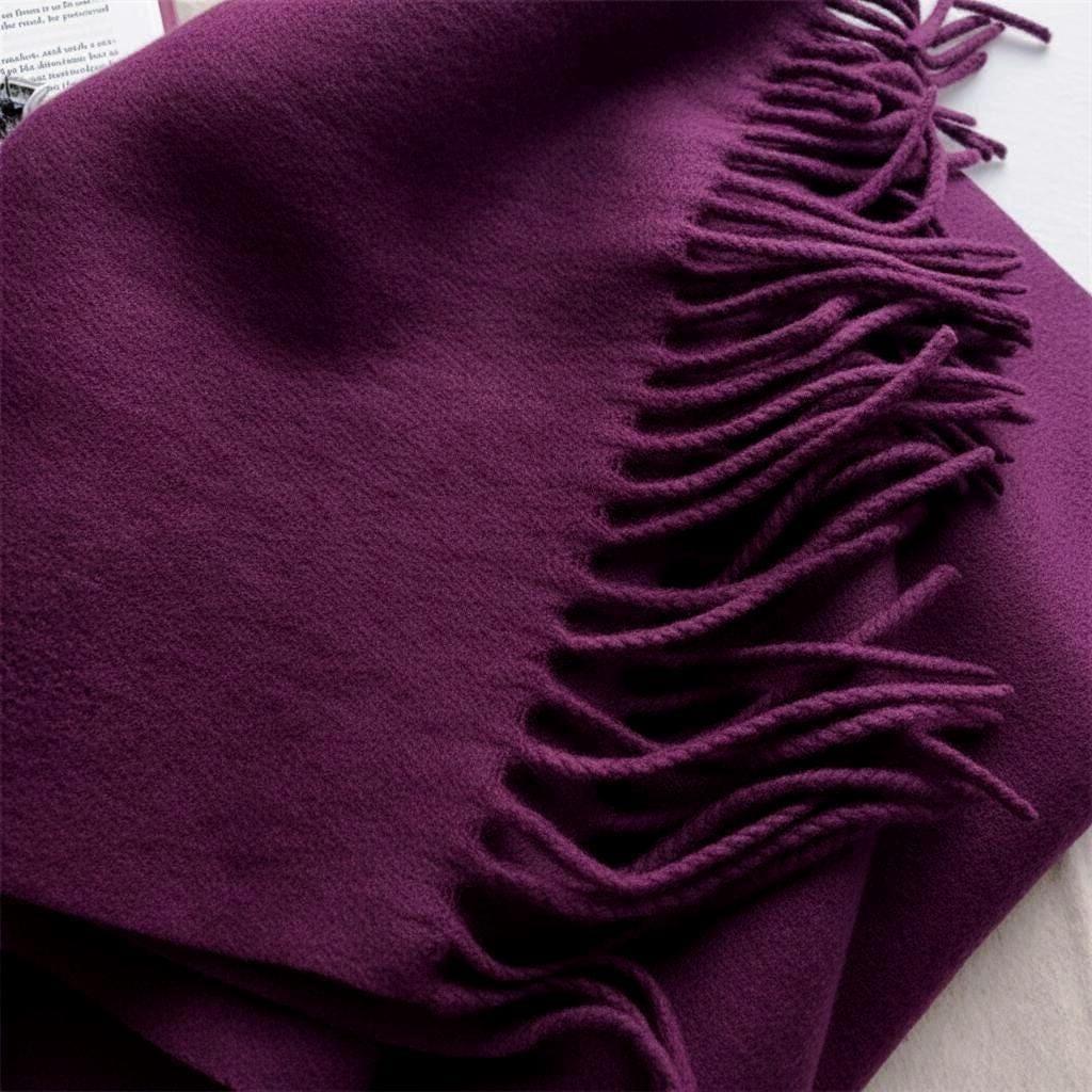 Purple Blanket Shawl - Thick Cashmere Wool Blend - Super Soft Wrap