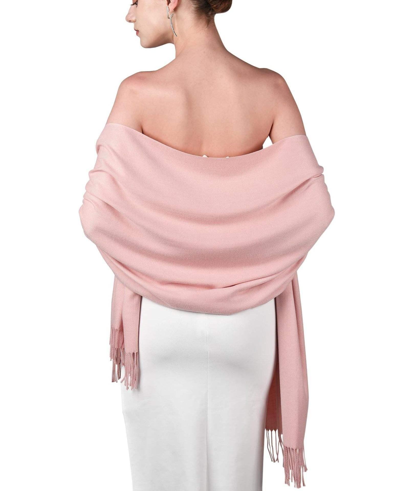 Pink Pashmina, Blanket Shawl - Lightweight Wide Scarf and Wrap