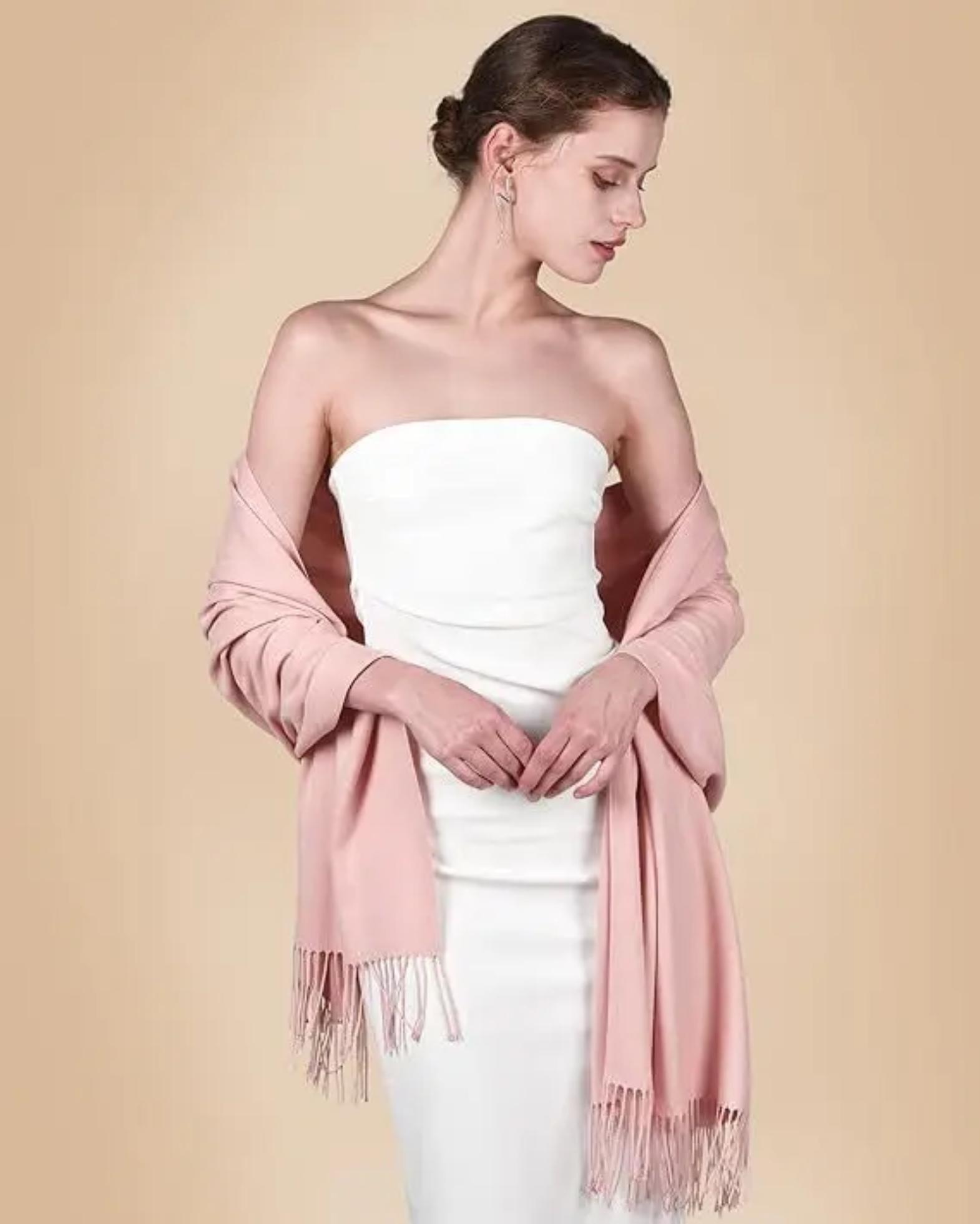 Pink Pashmina, Blanket Shawl - Lightweight Wide Scarf and Wrap