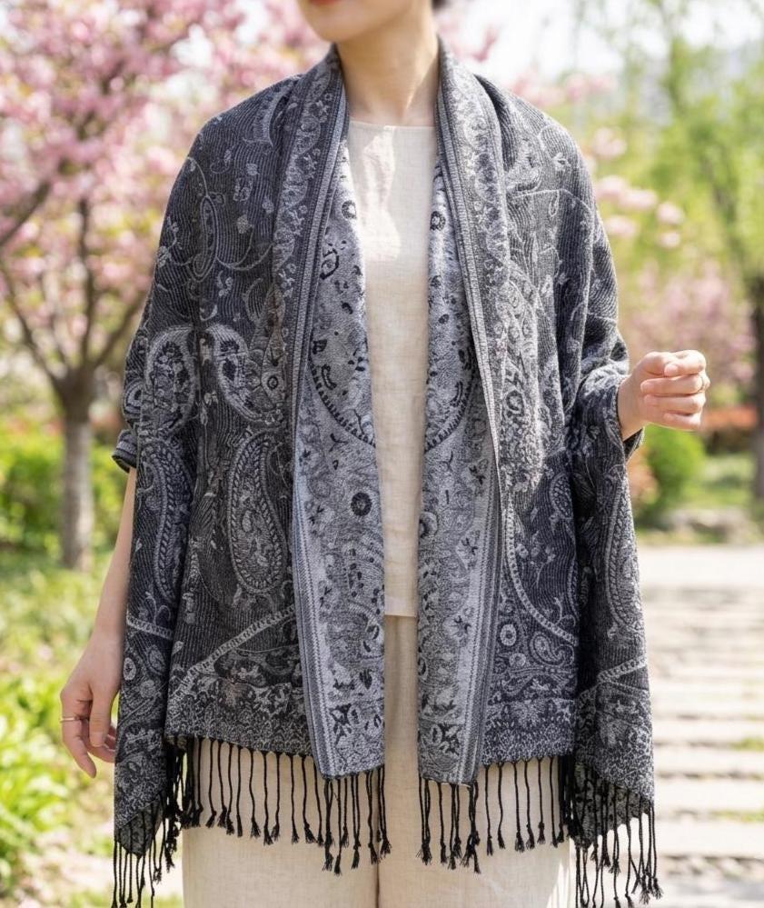 Soft Pashmina Shawl & Scarf for Women, Jacquard Brocade, Blanket Scarf, Head Wraps