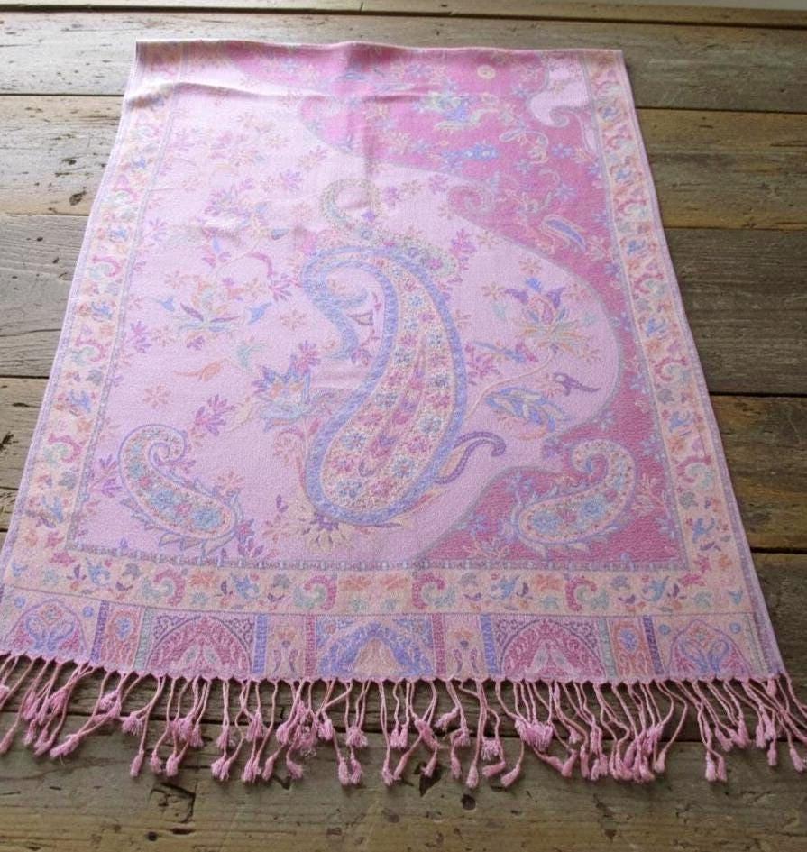 Soft Pashmina Shawl & Scarf for Women, Jacquard Brocade, Lightweight Blanket Shawl