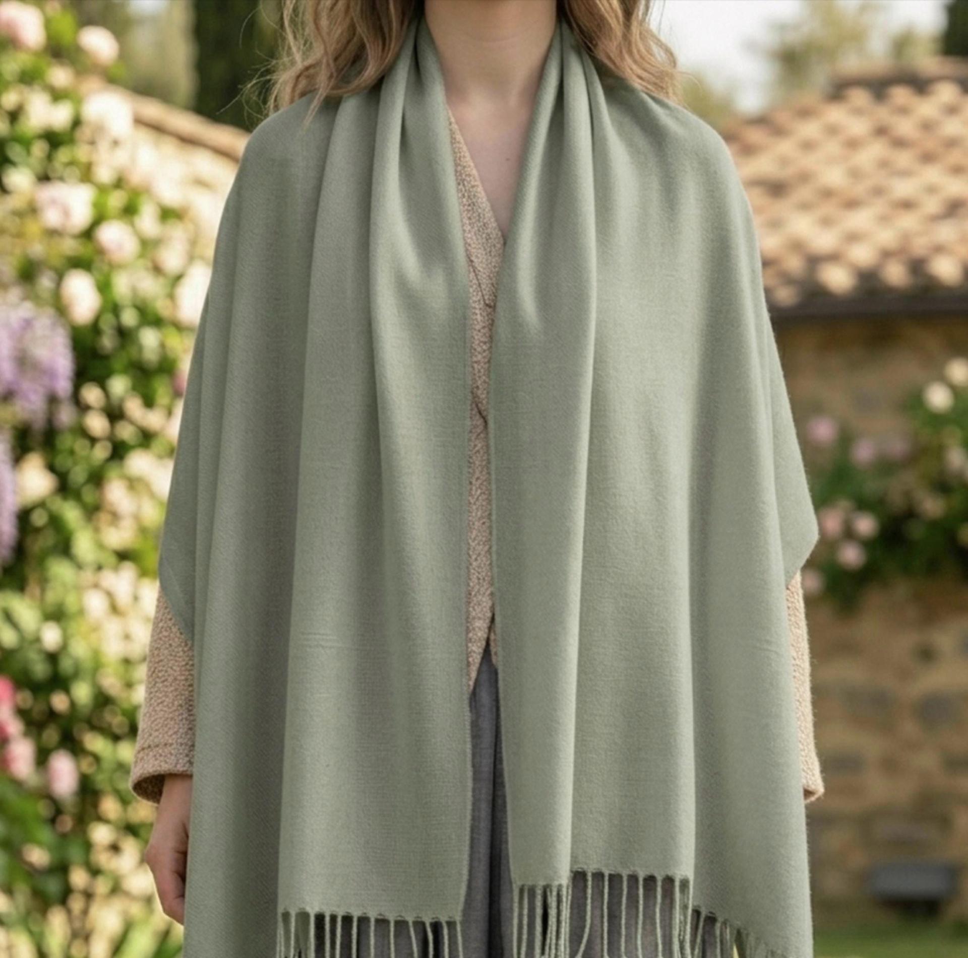 Pashmina Blanket Shawl - Thick Cashmere Wool Blend - Super Soft Wrap