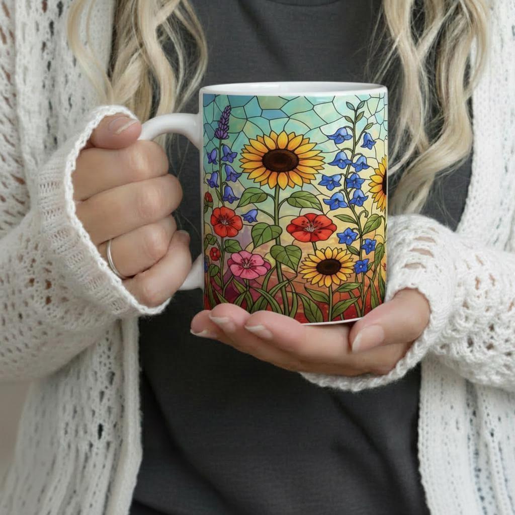 Floral Cups -  Large and Small Ceramic Mugs