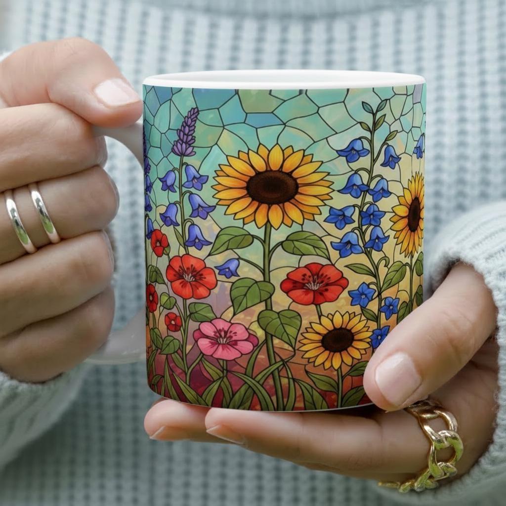 Floral Cups -  Large and Small Ceramic Mugs