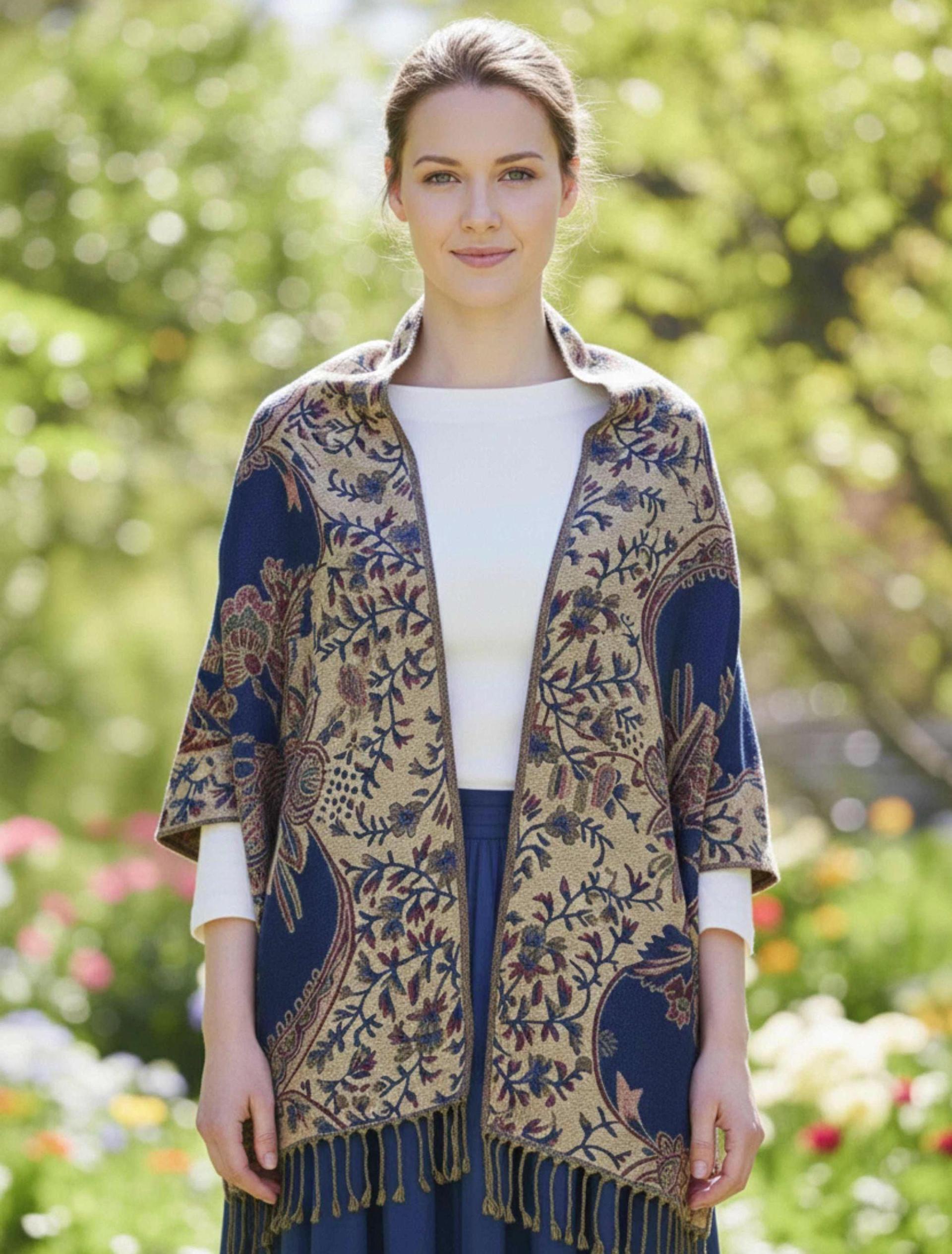 Reversible Soft Pashmina Shawl & Scarf for Women, Jacquard Brocade, Shawl, Sarong or Head Wraps