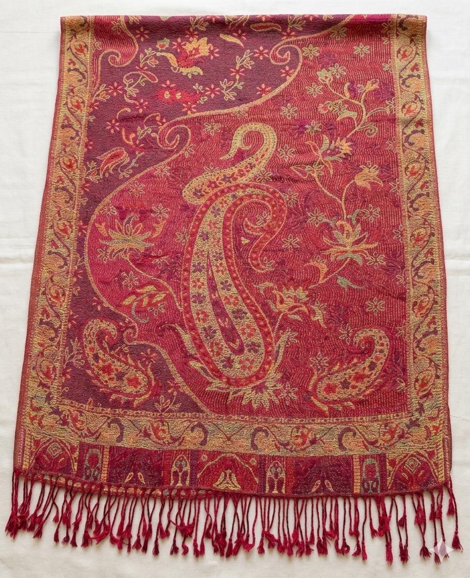 Reversible Soft Pashmina Shawl & Scarf for Women, Jacquard Brocade, Shawl, Sarong or Head Wraps