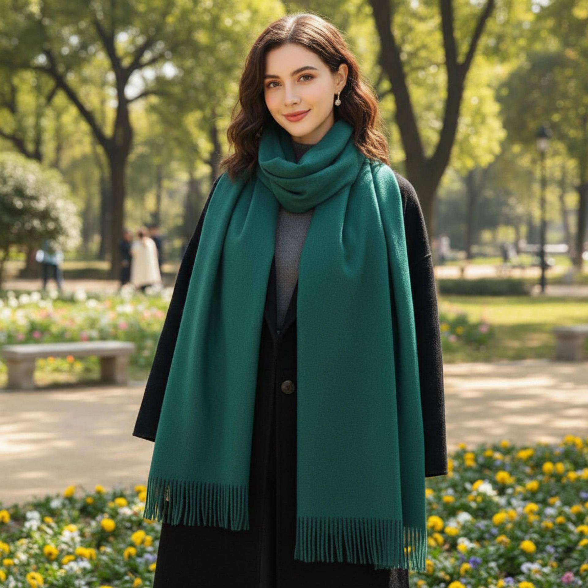 Emerald Blanket Shawl - Thick Wide Scarf - Pashmina Super Soft Wrap