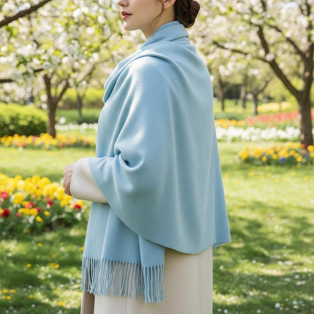 Aqua Blanket Shawl - Thick Wide Scarf - Pashmina Super Soft Wrap