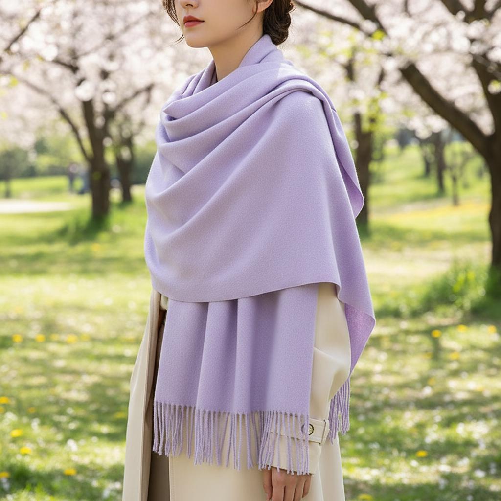 Lilac Shawl - Thick Wide Scarf - Pashmina Super Soft Wrap