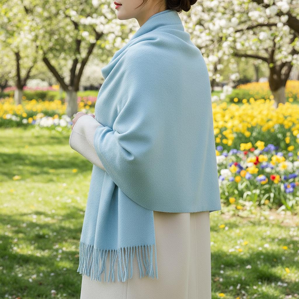 Aqua Shawl - Thick Wide Scarf - Pashmina Super Soft Wrap