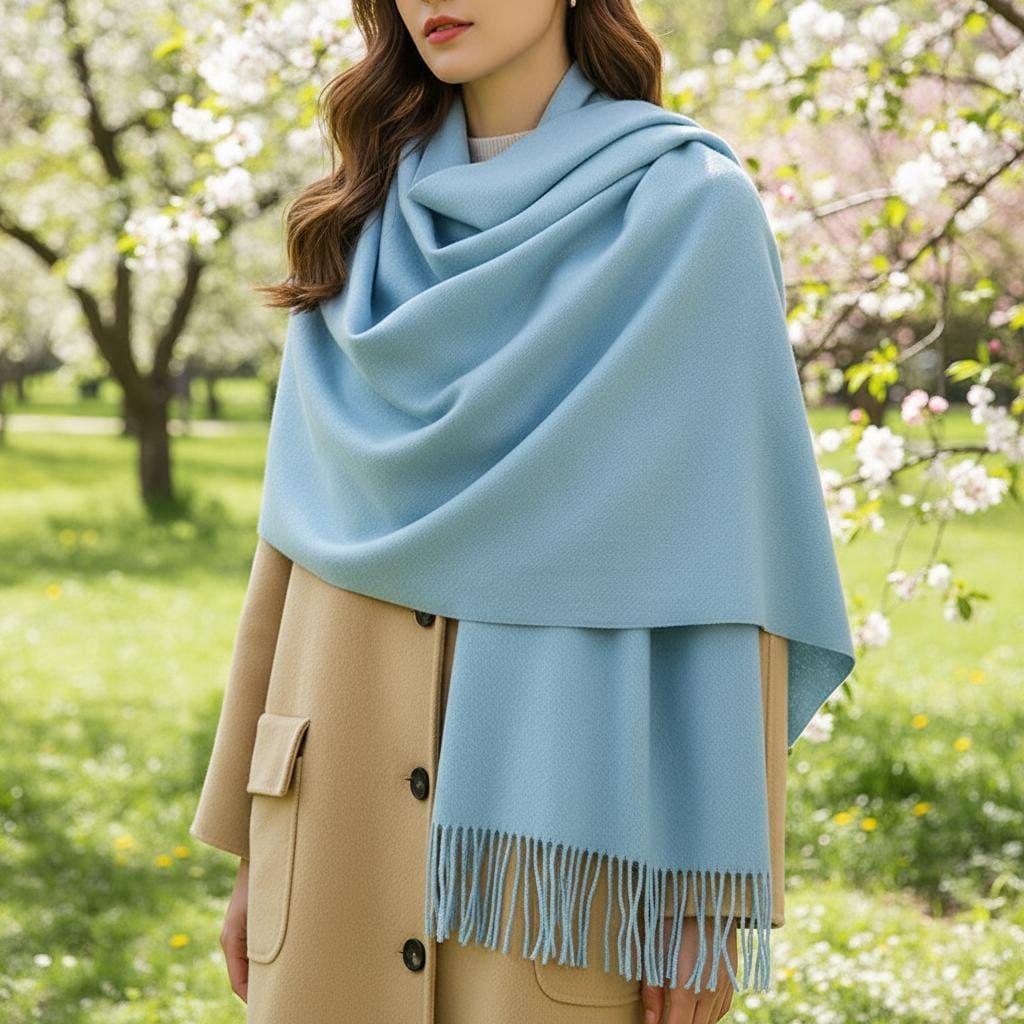 Aqua Shawl - Thick Wide Scarf - Pashmina Super Soft Wrap