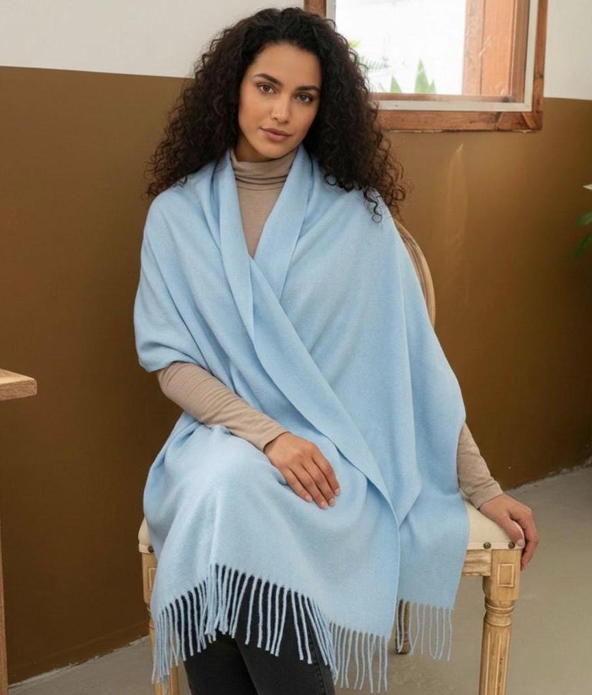 Aqua Shawl - Thick Wide Scarf - Pashmina Super Soft Wrap