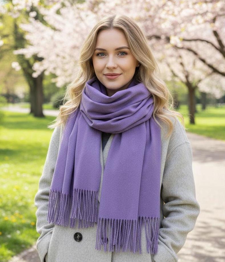 Lavender Shawl - Thick Wide Scarf - Pashmina Super Soft Wrap