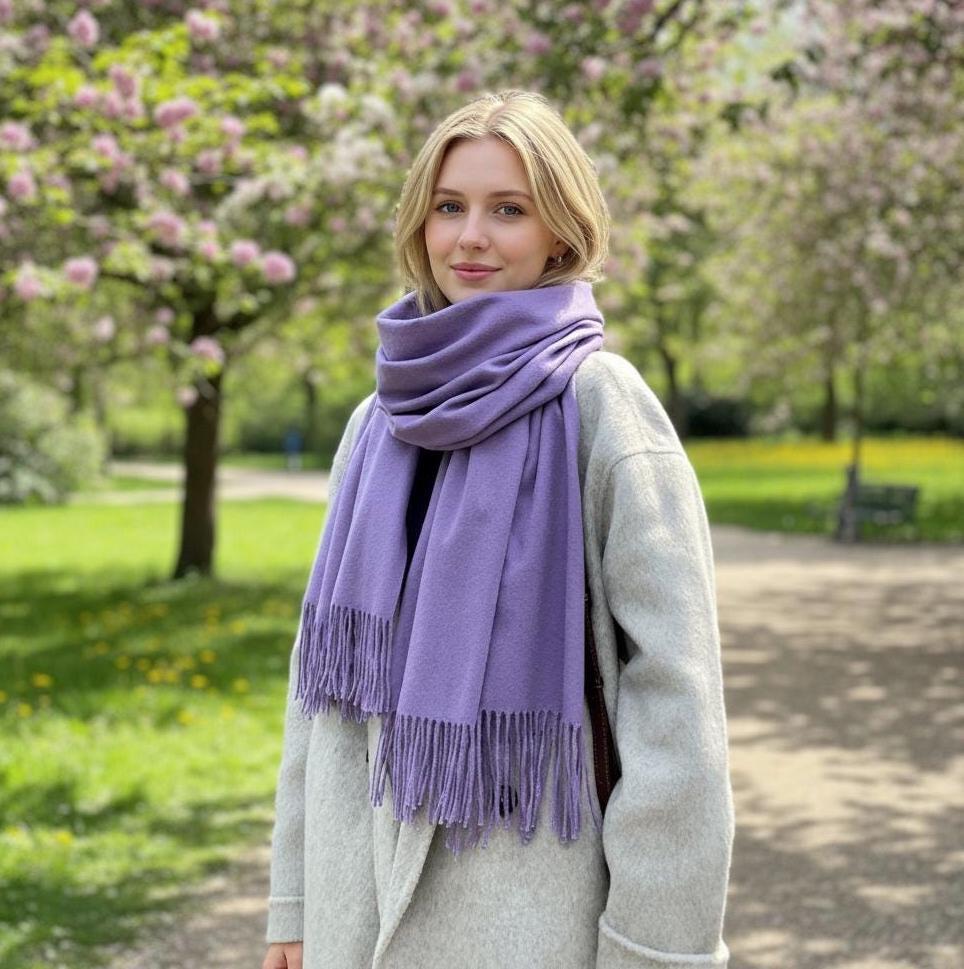 Lavender Shawl - Thick Wide Scarf - Pashmina Super Soft Wrap