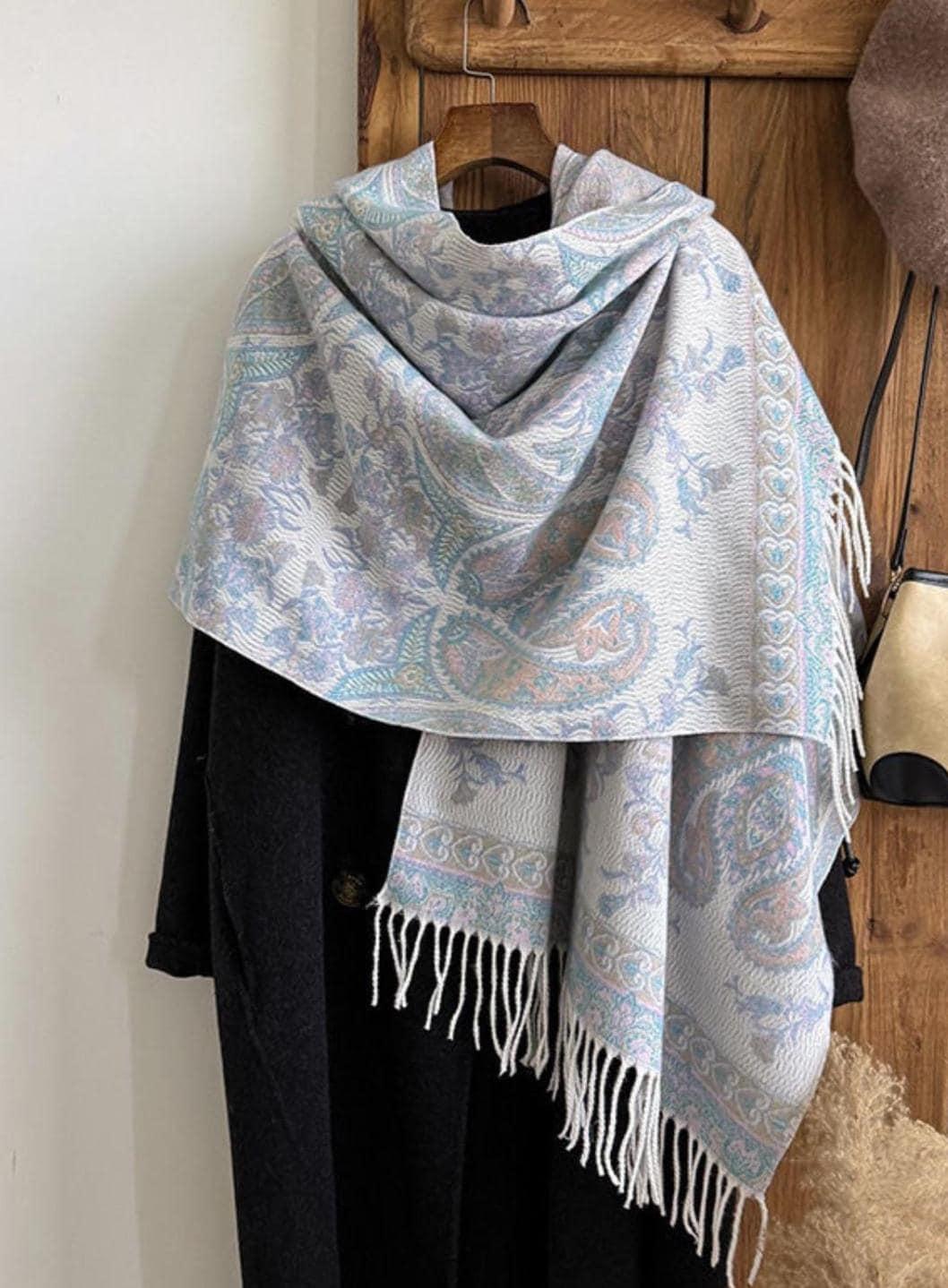 Thick Pashmina Shawl & Scarf for Women, Jacquard Brocade, Blanket Shawl, Wrap