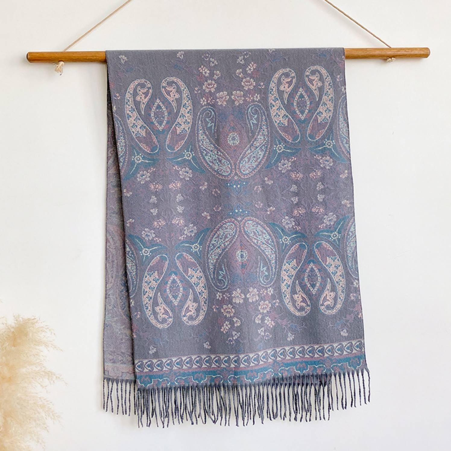Thick Pashmina Shawl & Scarf for Women, Jacquard Brocade, Blanket Shawl, Wrap