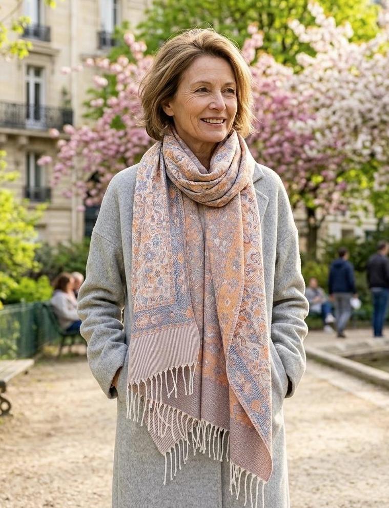 Thick Pashmina Shawl & Scarf for Women, Jacquard Brocade, Blanket Shawl, Wrap