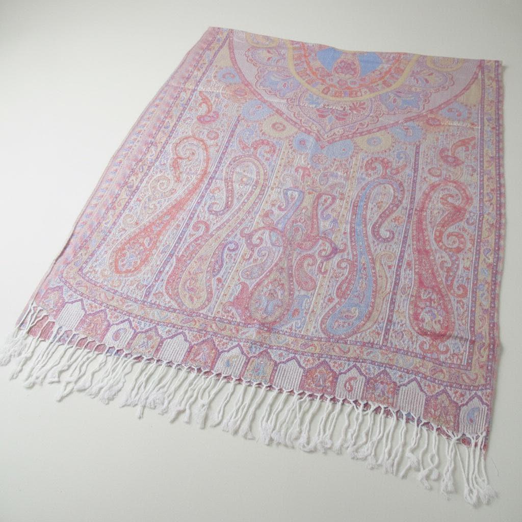 Soft Pashmina Shawl & Scarf for Women, Jacquard Brocade, Lightweight Blanket Shawl