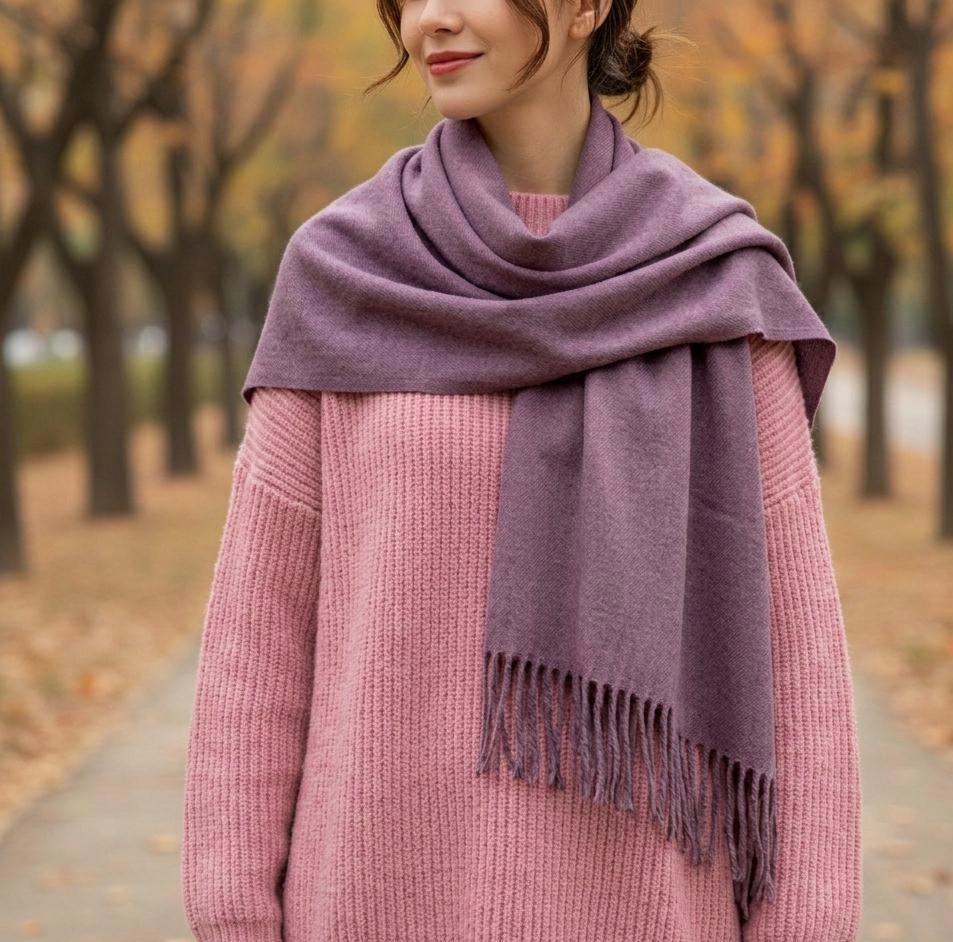 Purple Blanket Shawl - Thick Wide Scarf - Super Soft Wrap