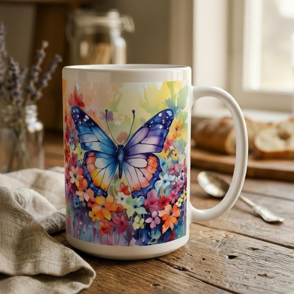 Butterfly  - Large and Small Ceramic Mugs