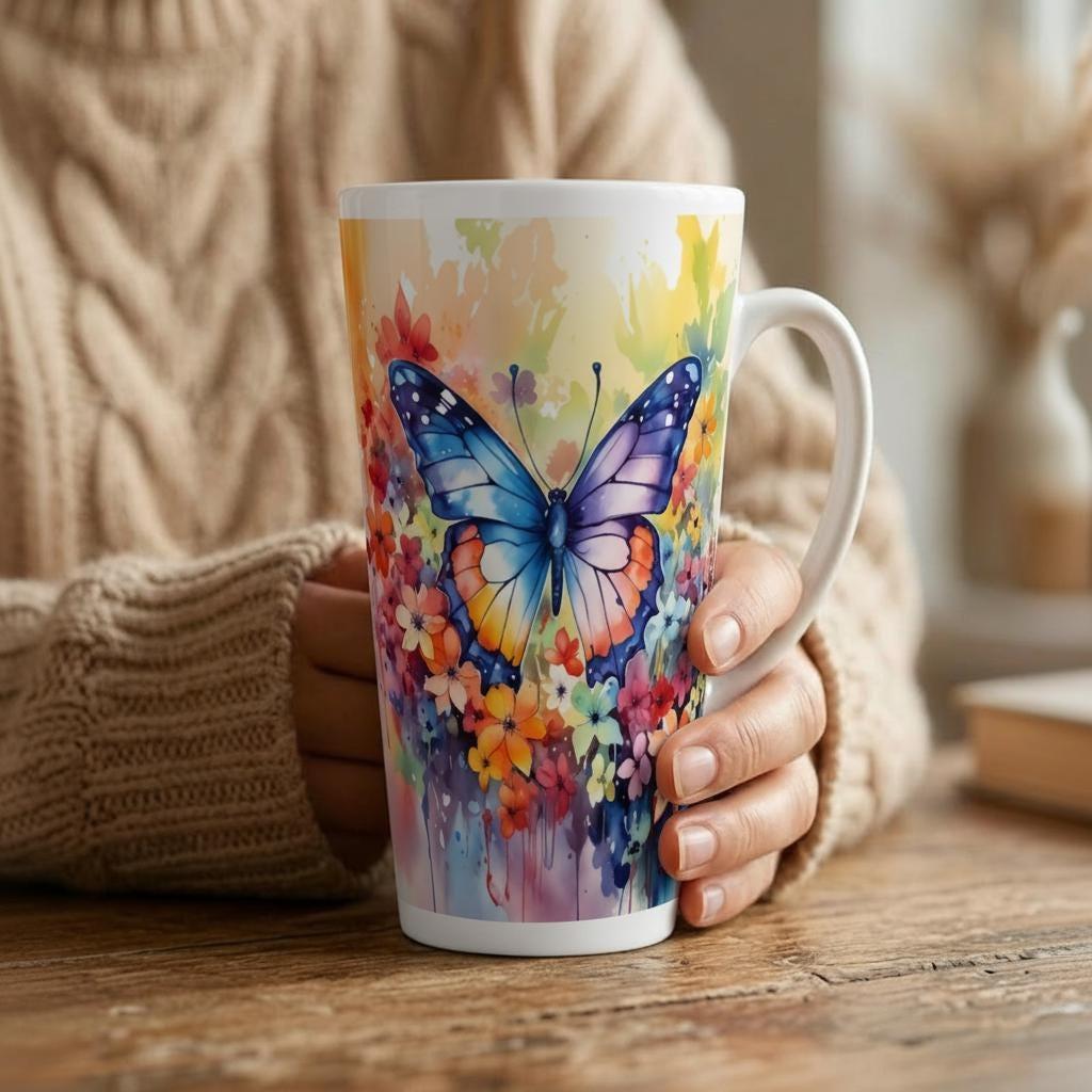 Latte 17oz Ceramic Mug - Coffee or Tea Cup, Extra Tall