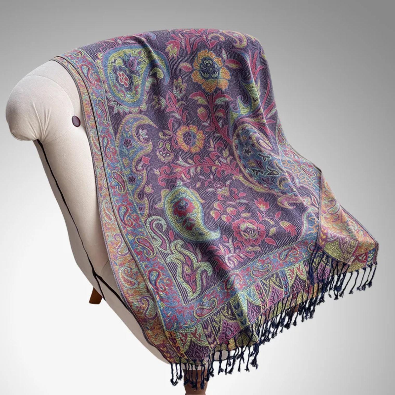 Reversible Soft Pashmina Shawl & Scarf for Women, Jacquard Brocade, Shawl, Sarong or Head Wraps
