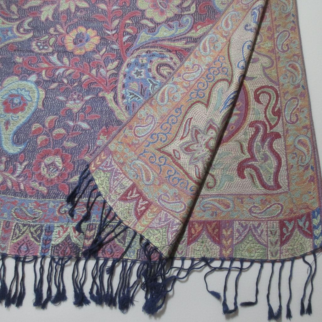 Reversible Soft Pashmina Shawl & Scarf for Women, Jacquard Brocade, Shawl, Sarong or Head Wraps