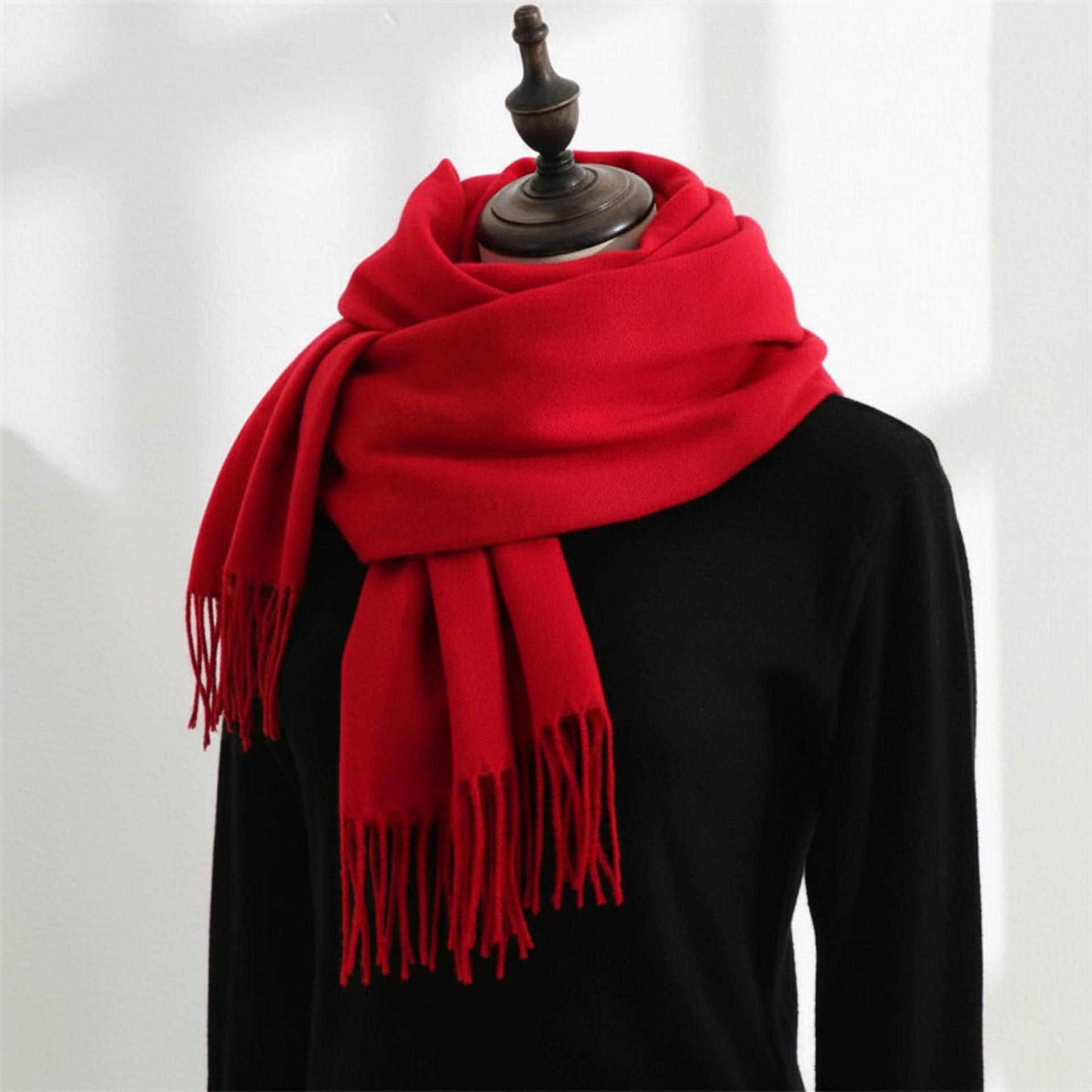 Red Pashmina, Blanket Shawl - Lightweight Wide Scarf and Wrap