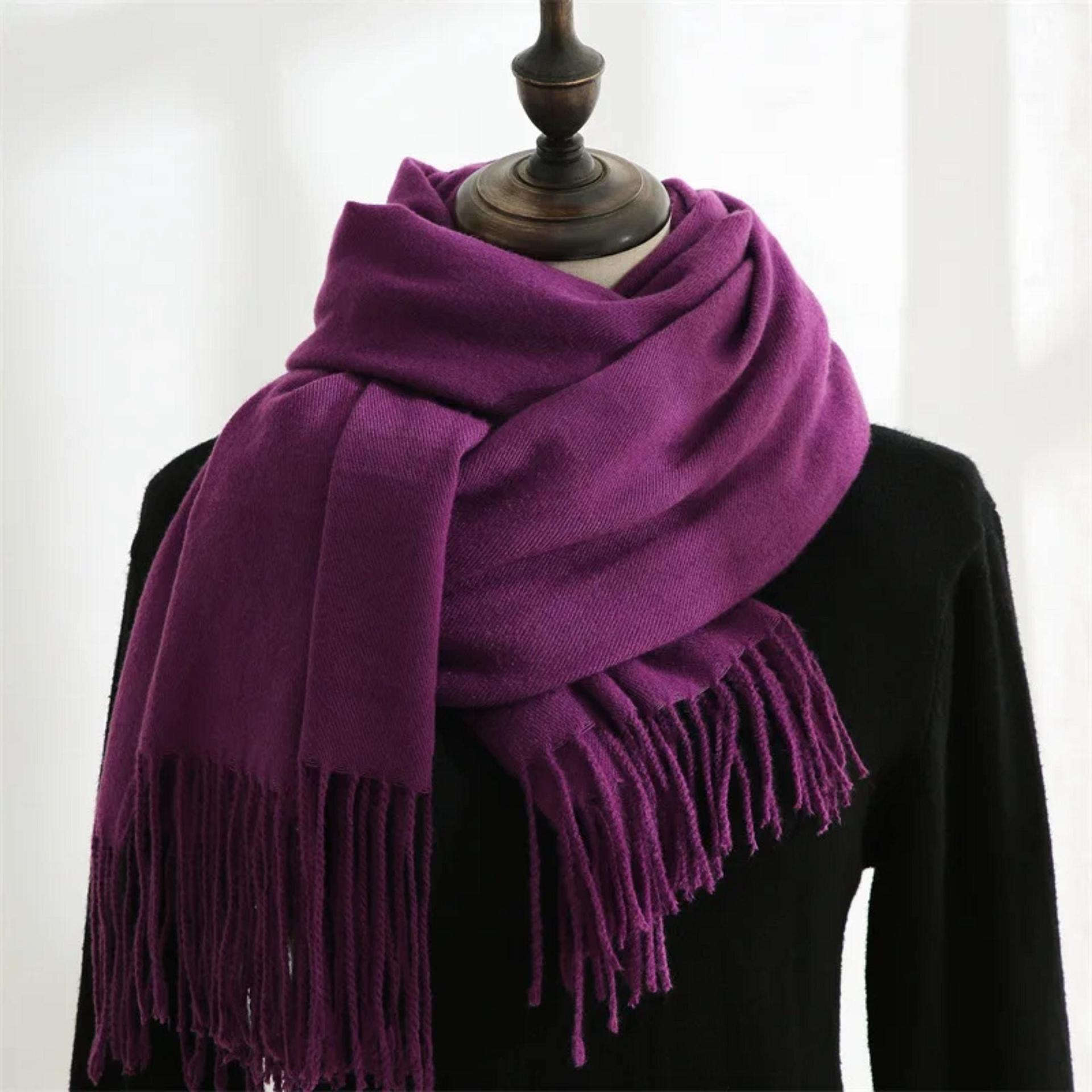 Purple Pashmina, Blanket Shawl - Lightweight Wide Scarf and Wrap