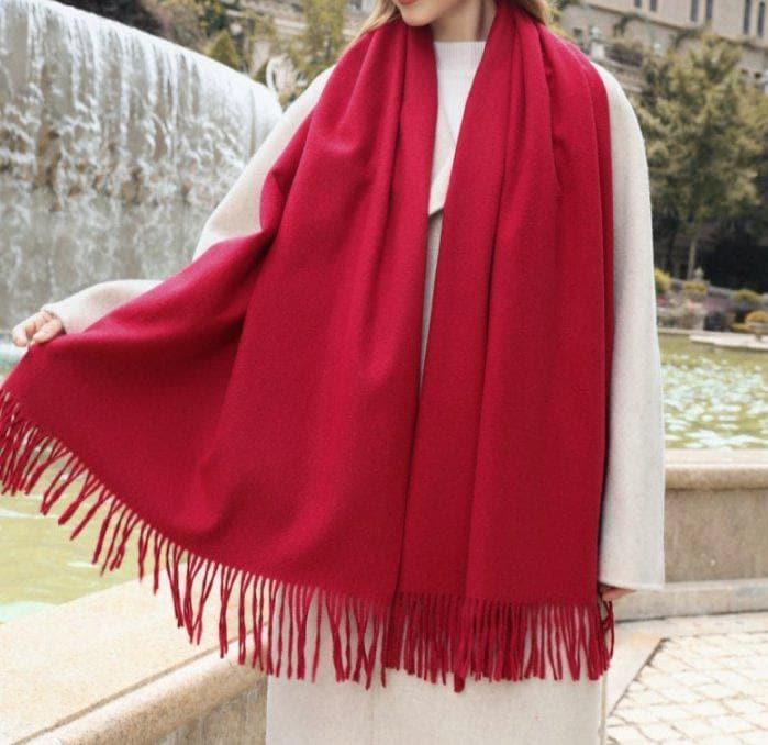 Blanket Scarf and Shawl - Red - Super Soft Pashmina Wide Scarf