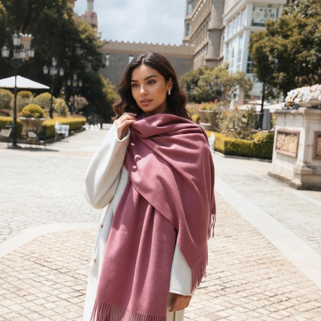 Blanket Scarf and Shawl - Rose - Super Soft Pashmina Wide Scarf