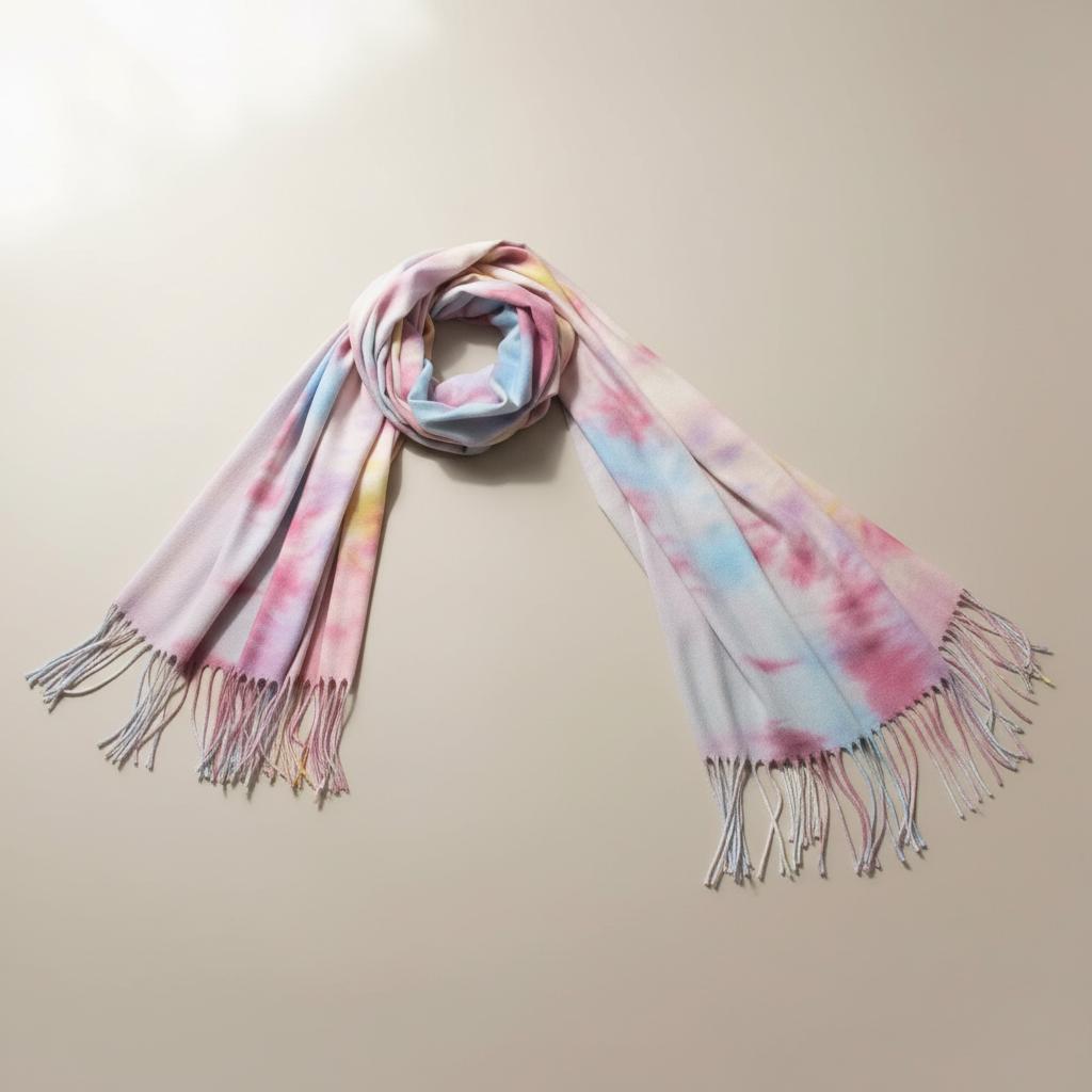 Hand Dyed Tie Dye Pashmina, Blanket Shawl, Wide Scarf, Head Wrap - Rayon Shawl