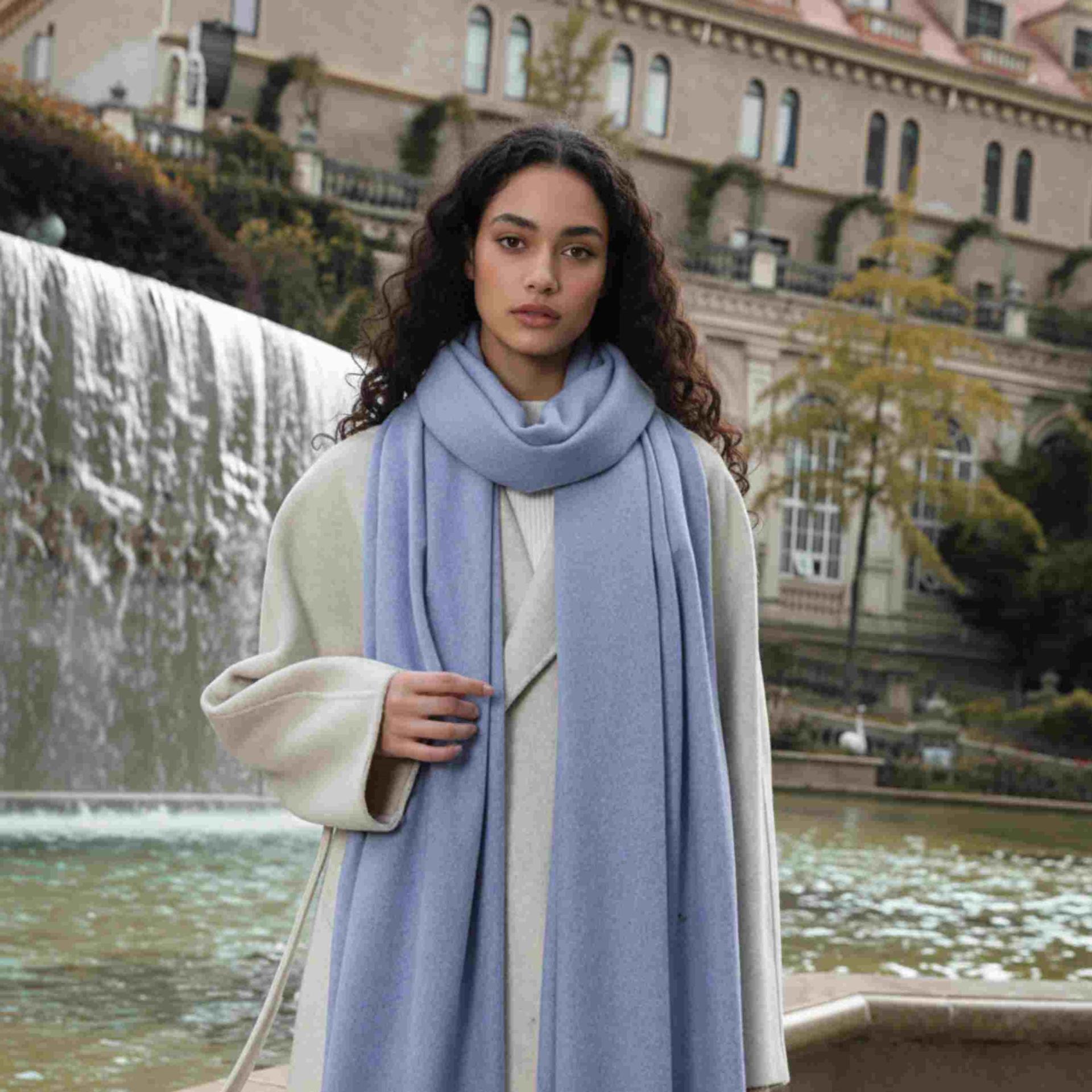 Lavender Blue Blanket Shawl - Thick Wide Scarf - Super Soft Wrap