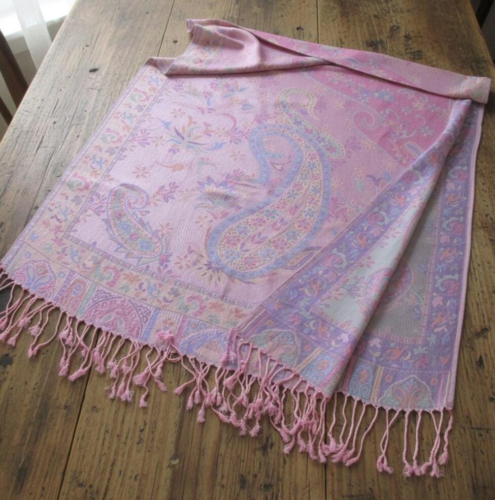 Soft Pashmina Shawl & Scarf for Women, Jacquard Brocade, Lightweight Blanket Shawl