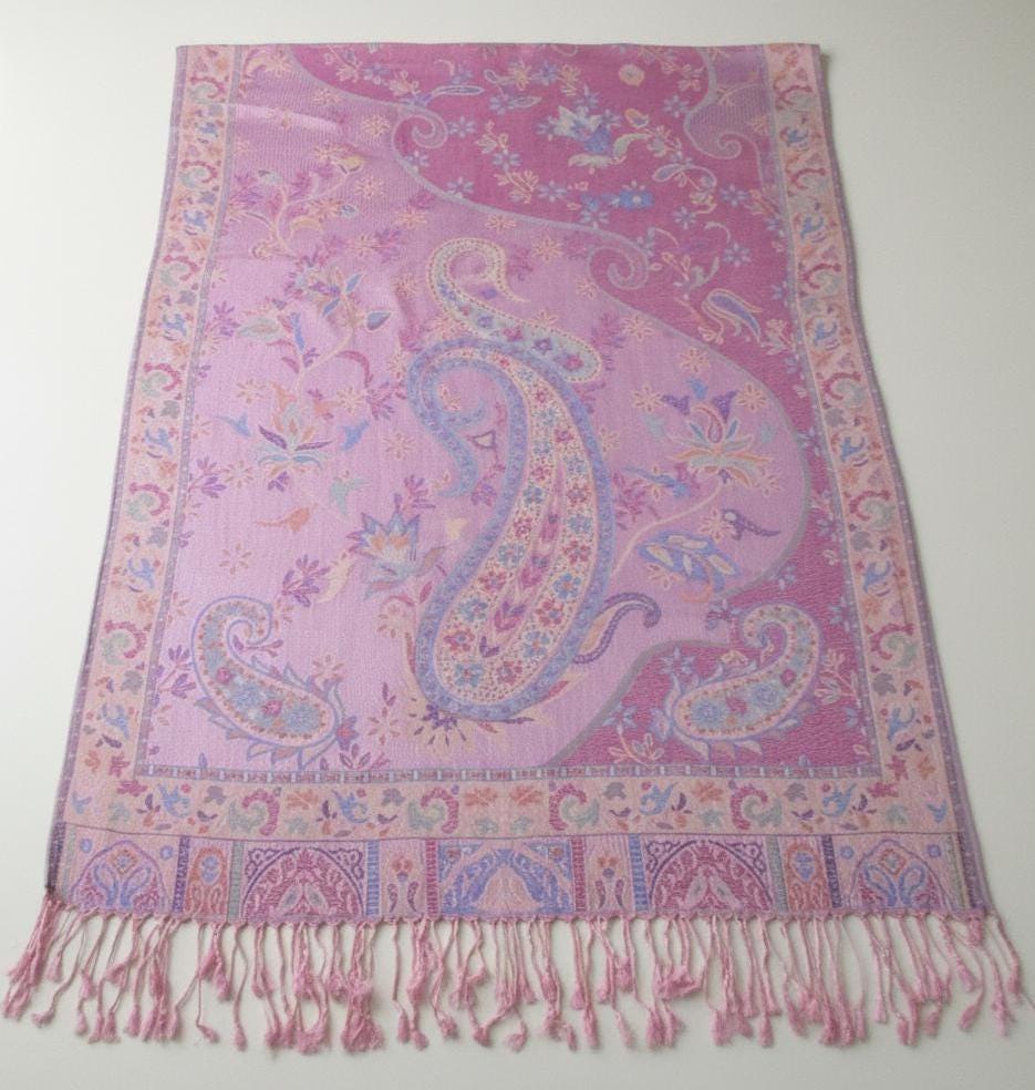 Soft Pashmina Shawl & Scarf for Women, Jacquard Brocade, Lightweight Blanket Shawl