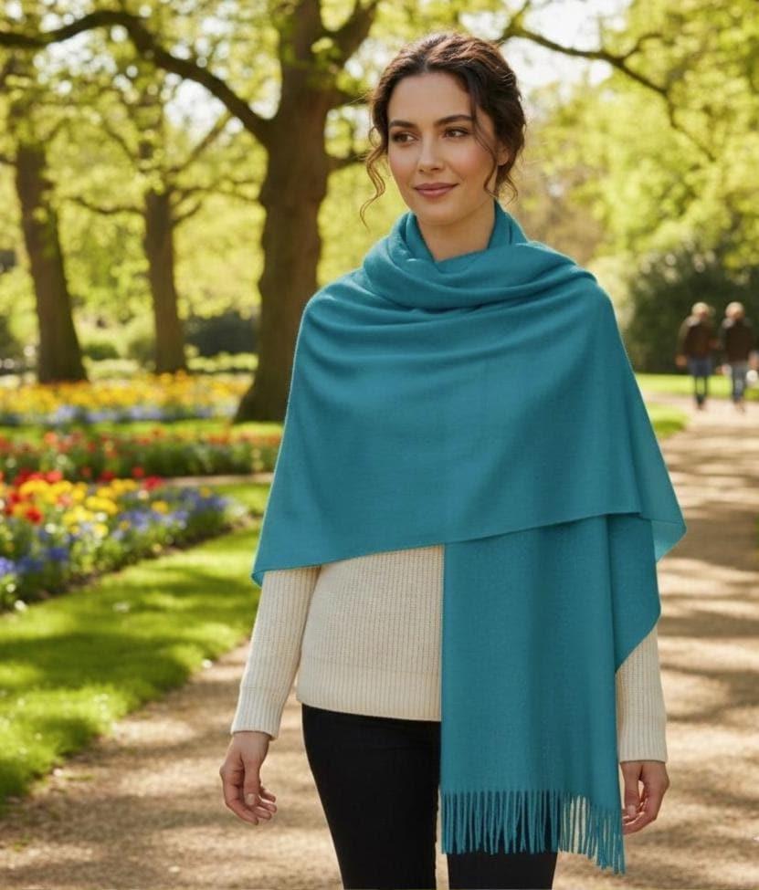 Teal Green Blanket Shawl - Thick Wide Scarf - Super Soft Wrap
