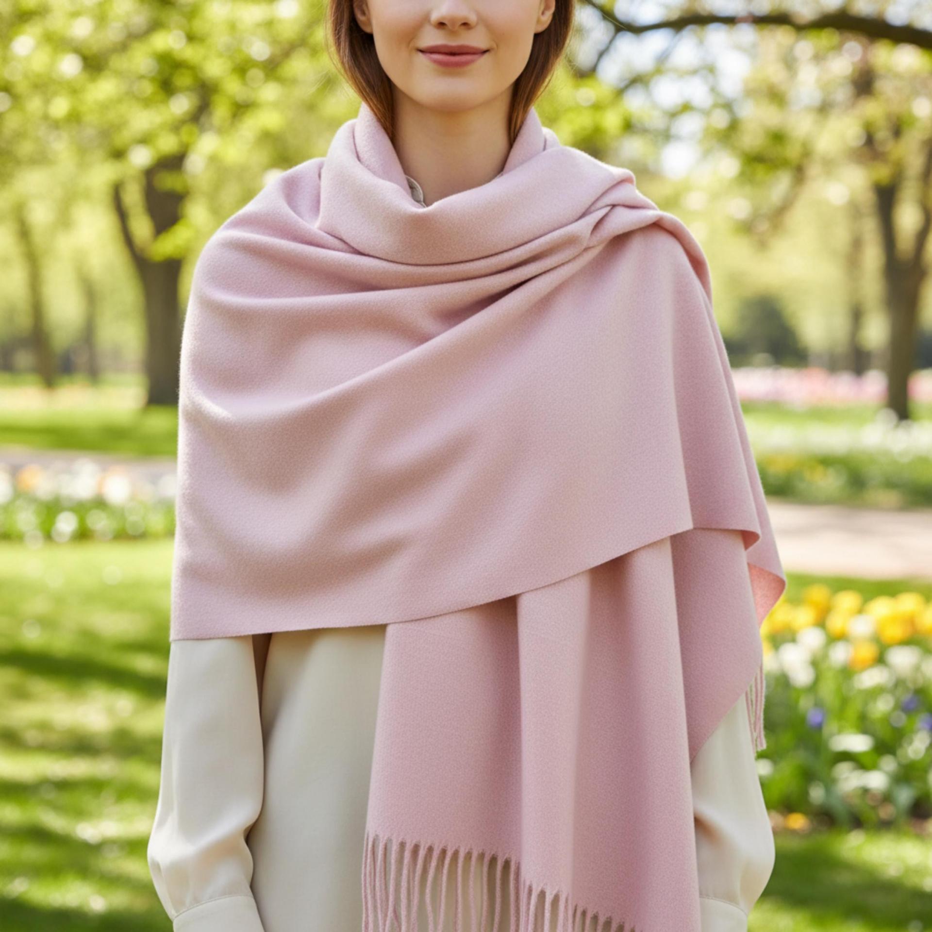 Pink Shawl - Thick Wide Scarf - Pashmina Super Soft Wrap
