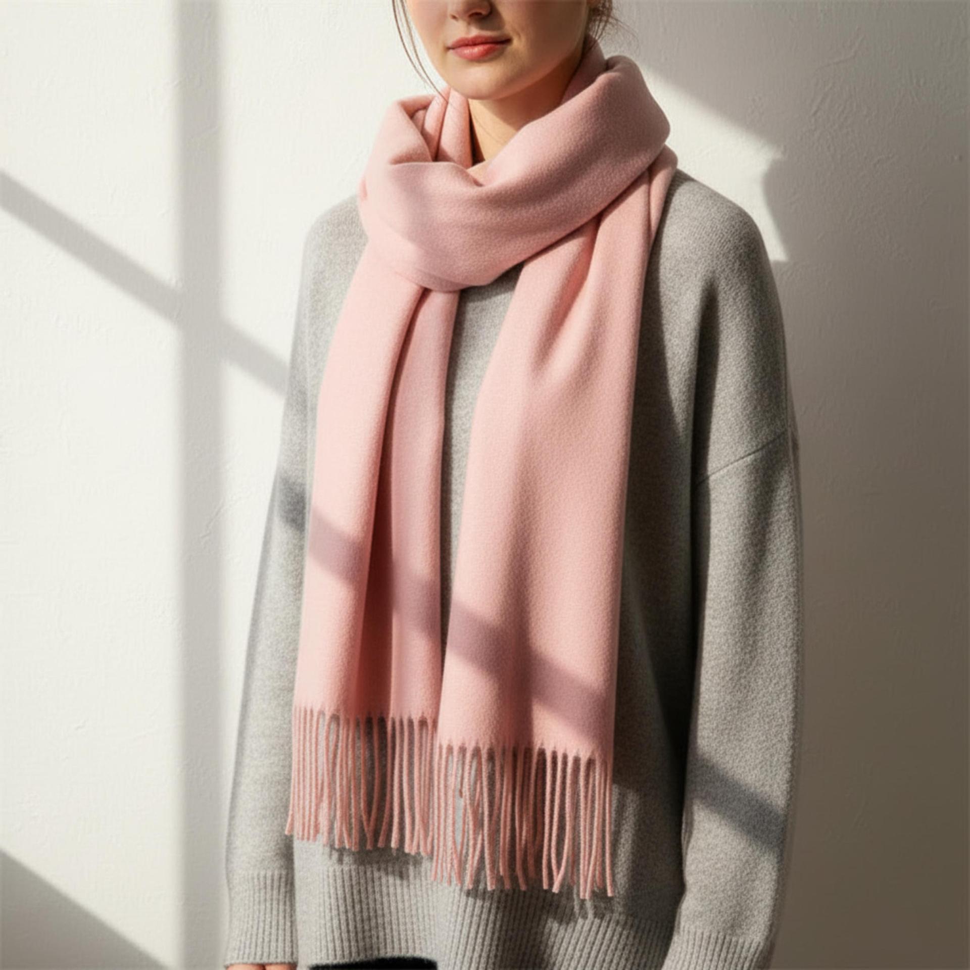 Pink Shawl - Thick Wide Scarf - Pashmina Super Soft Wrap