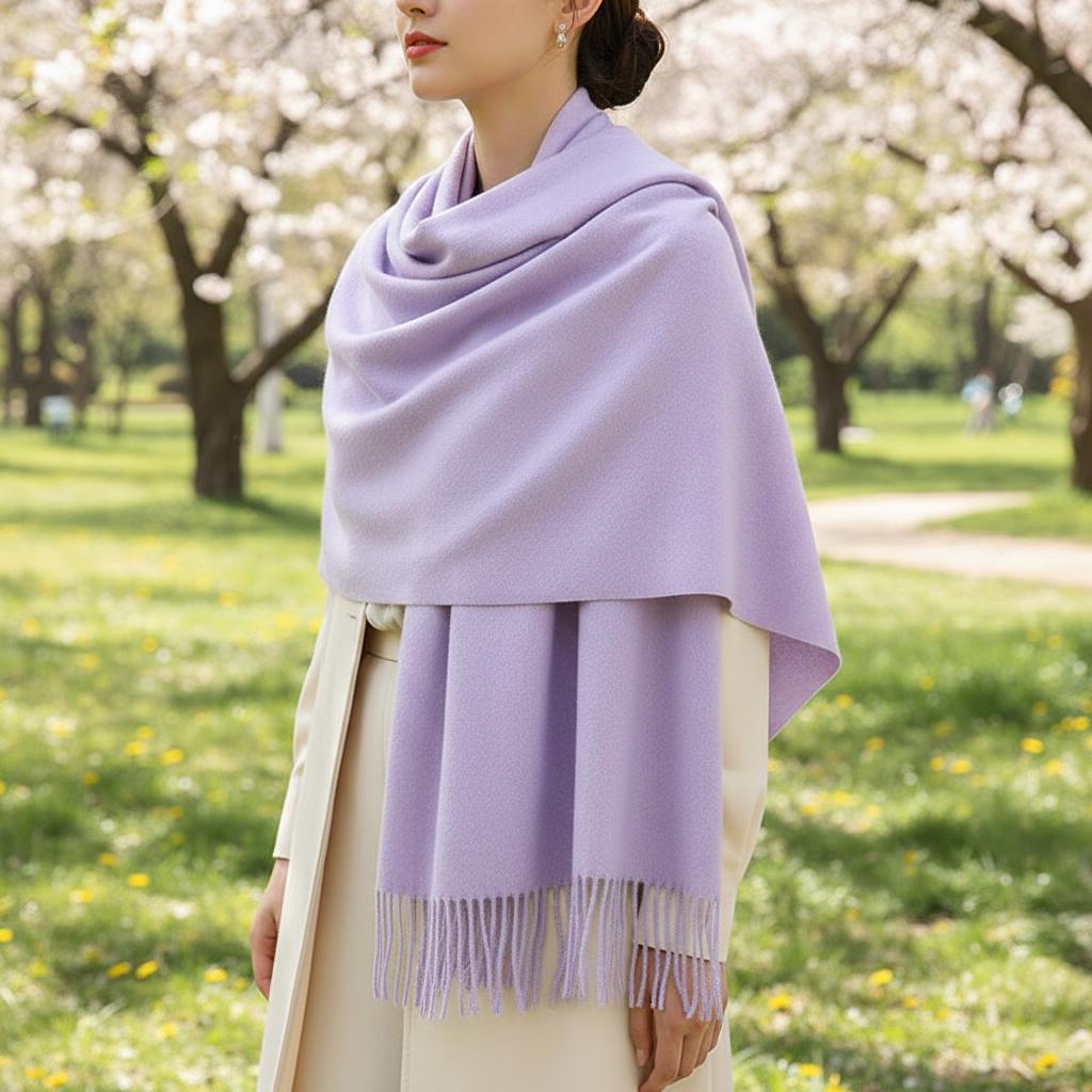 Lilac Shawl - Thick Wide Scarf - Pashmina Super Soft Wrap