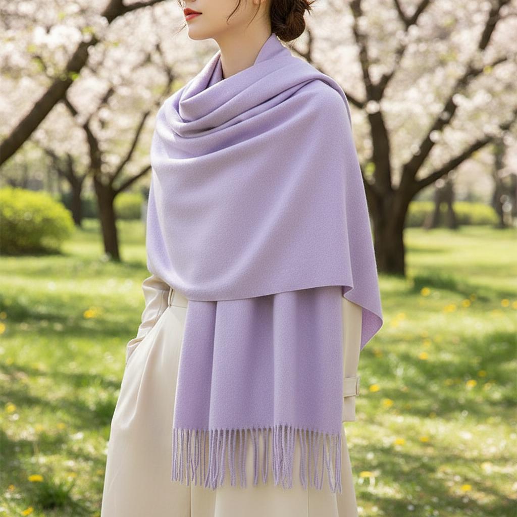 Lilac Shawl - Thick Wide Scarf - Pashmina Super Soft Wrap