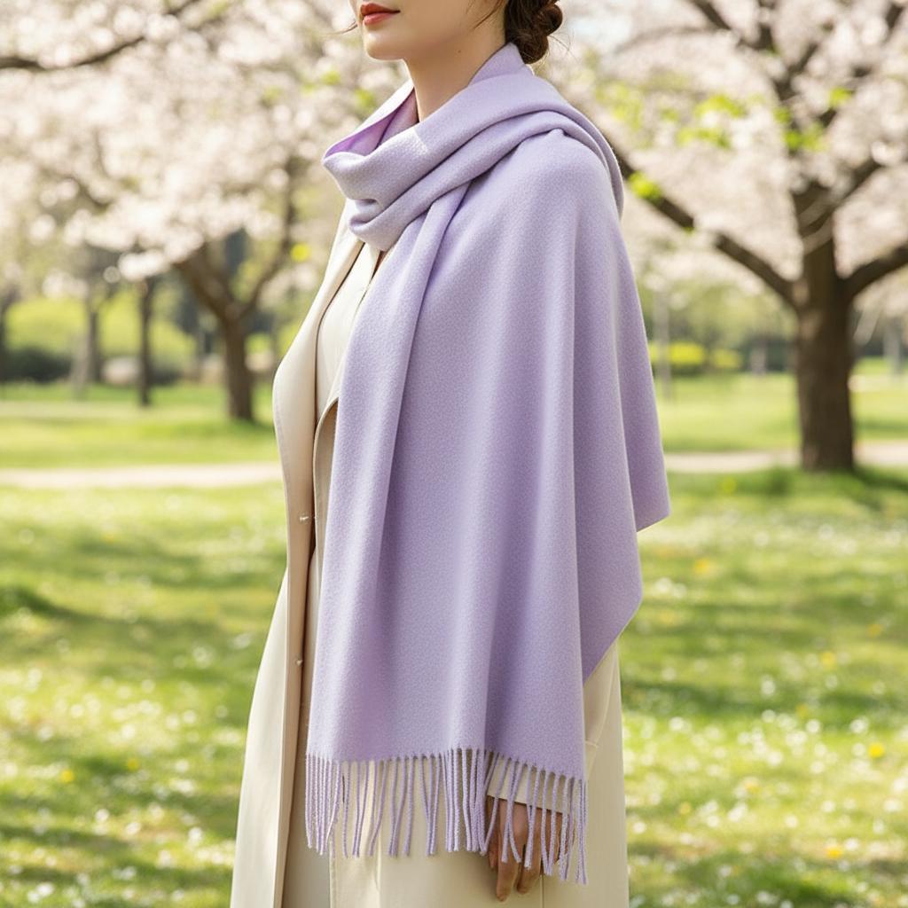 Lilac Shawl - Thick Wide Scarf - Pashmina Super Soft Wrap