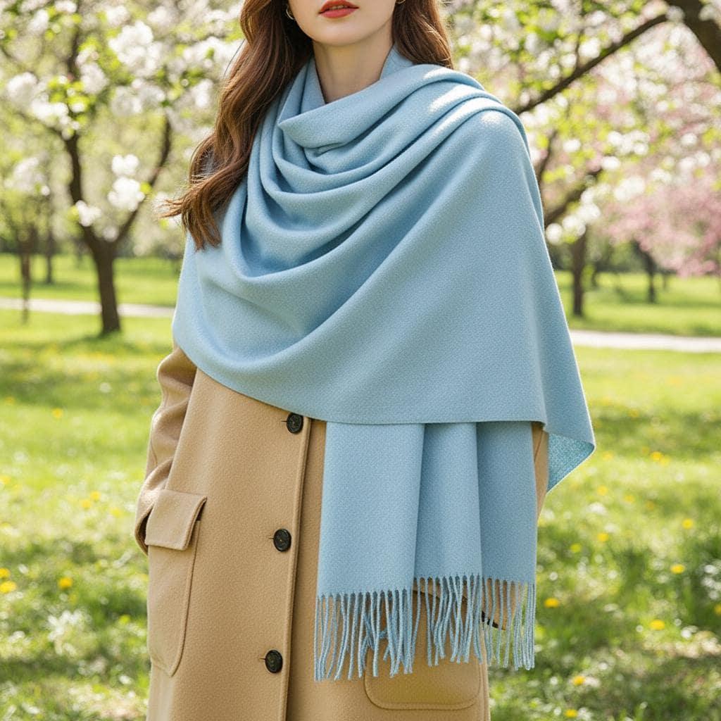 Aqua Shawl - Thick Wide Scarf - Pashmina Super Soft Wrap