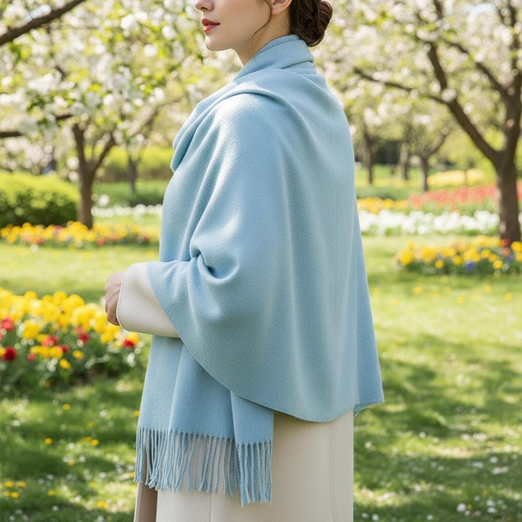 Aqua Shawl - Thick Wide Scarf - Pashmina Super Soft Wrap