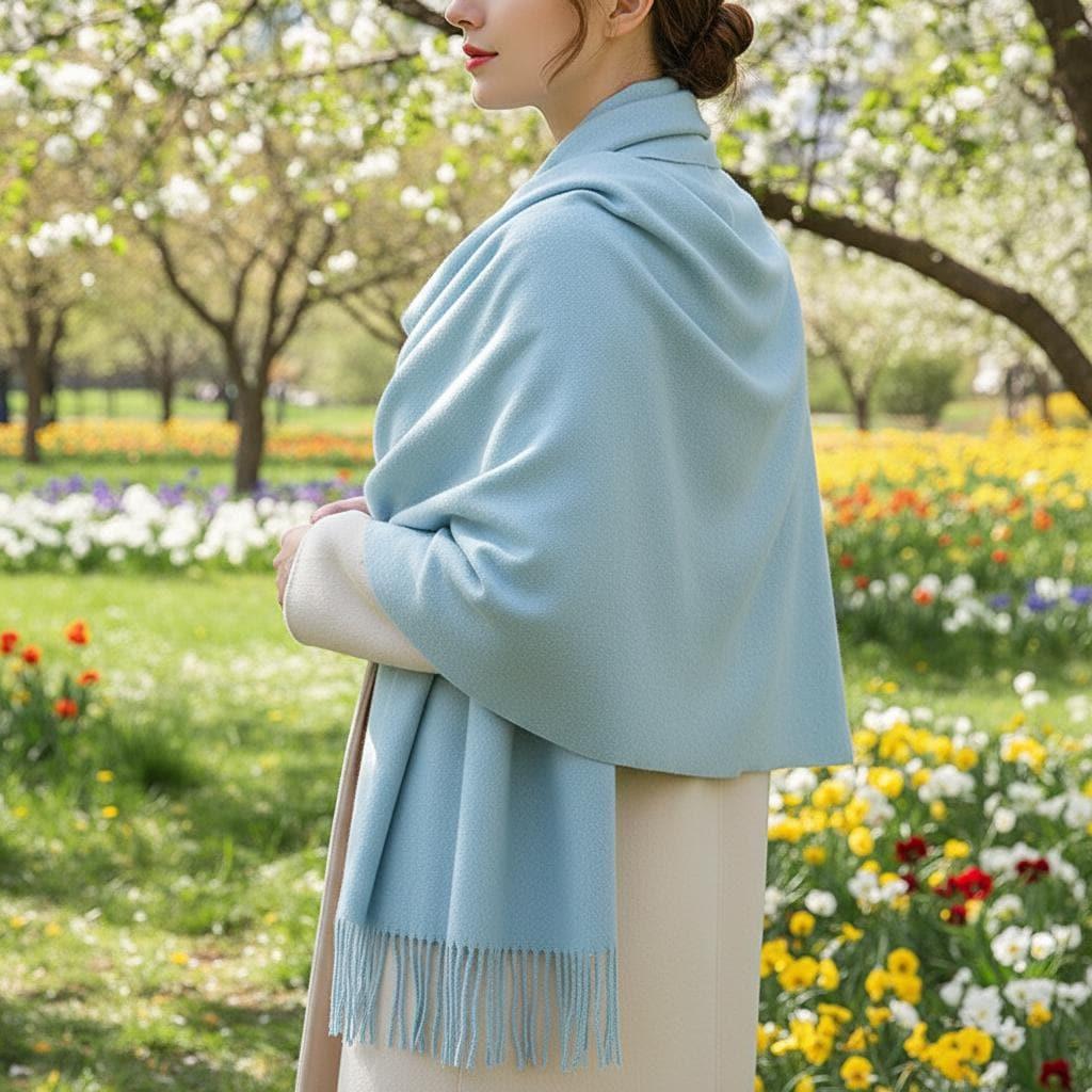 Aqua Shawl - Thick Wide Scarf - Pashmina Super Soft Wrap
