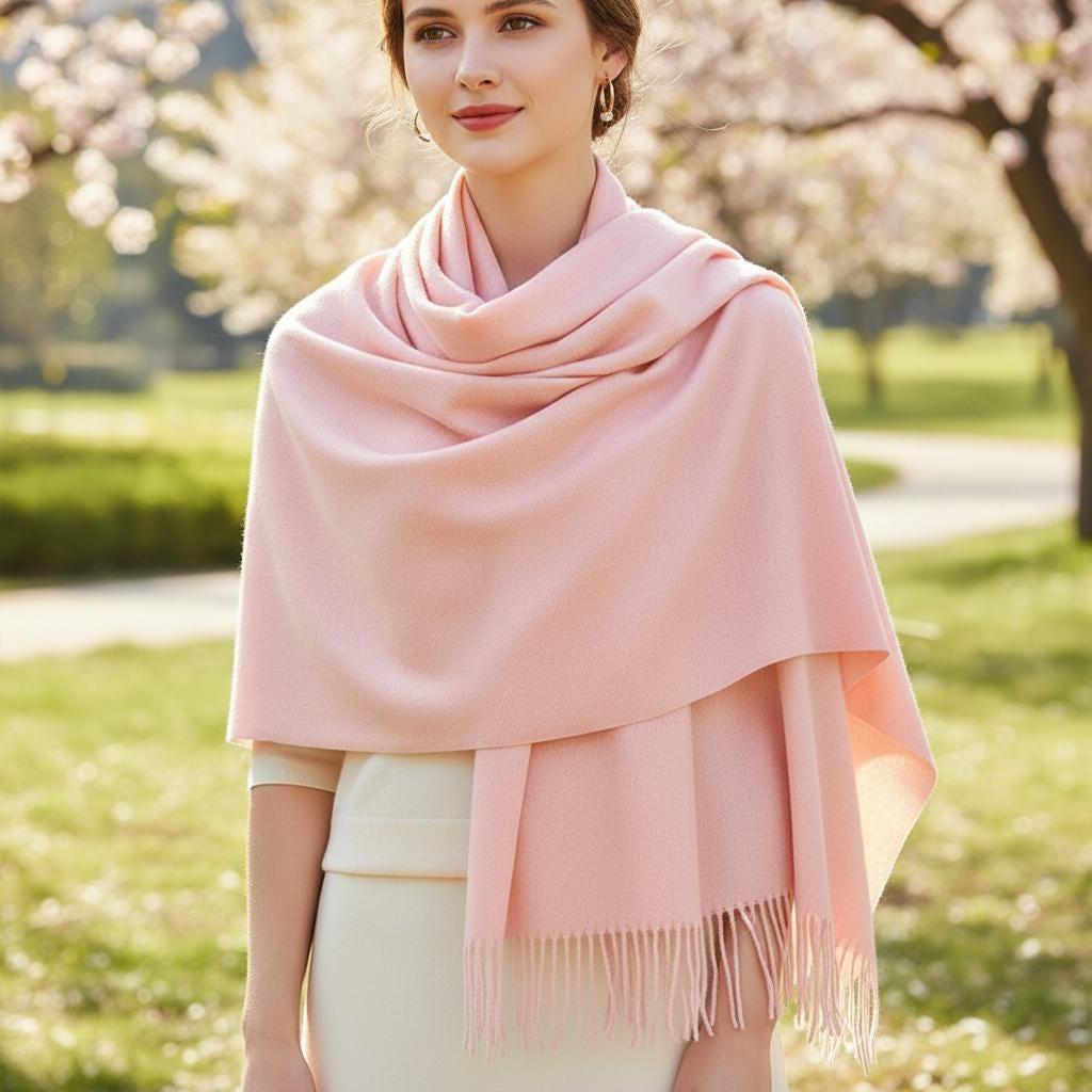 Peach Shawl - Thick Wide Scarf - Pashmina Super Soft Wrap
