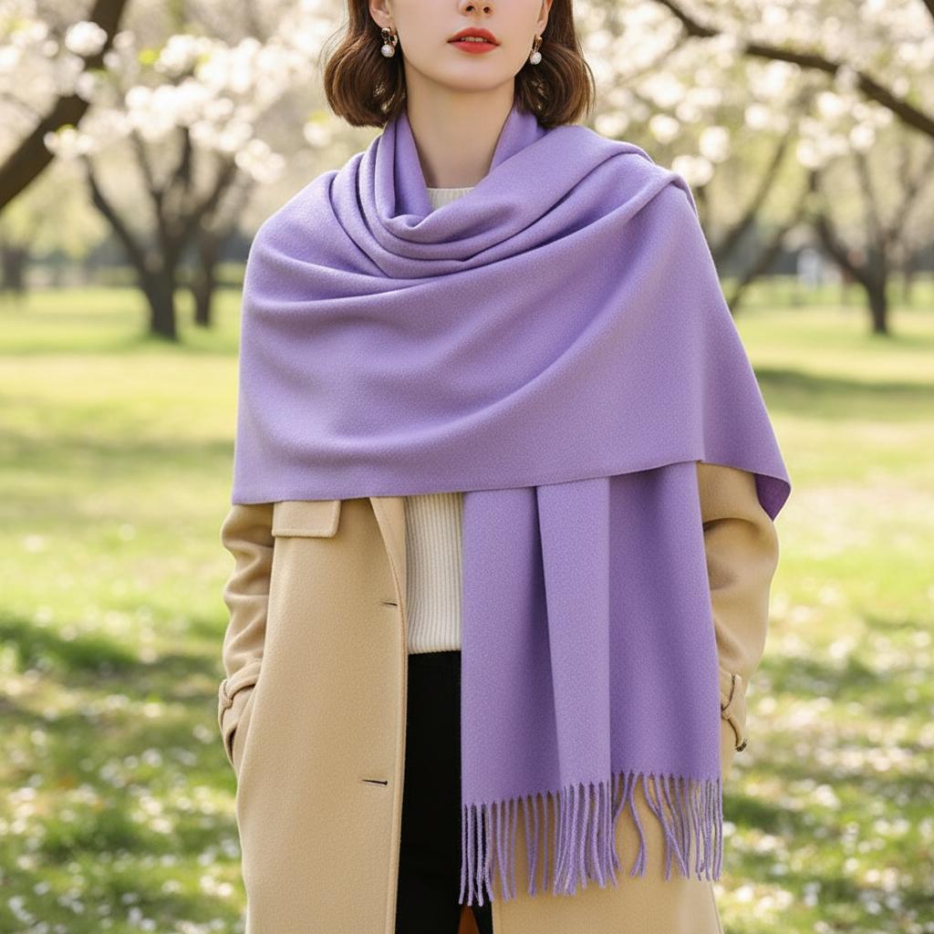 Lavender Shawl - Thick Wide Scarf - Pashmina Super Soft Wrap