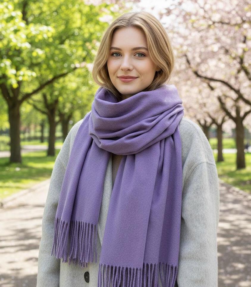 Lavender Shawl - Thick Wide Scarf - Pashmina Super Soft Wrap