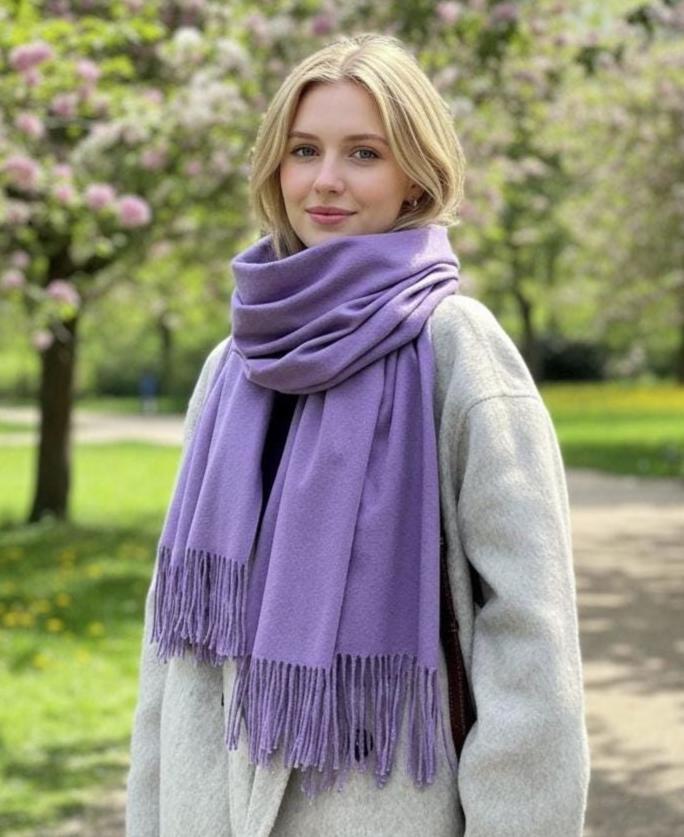 Lavender Shawl - Thick Wide Scarf - Pashmina Super Soft Wrap