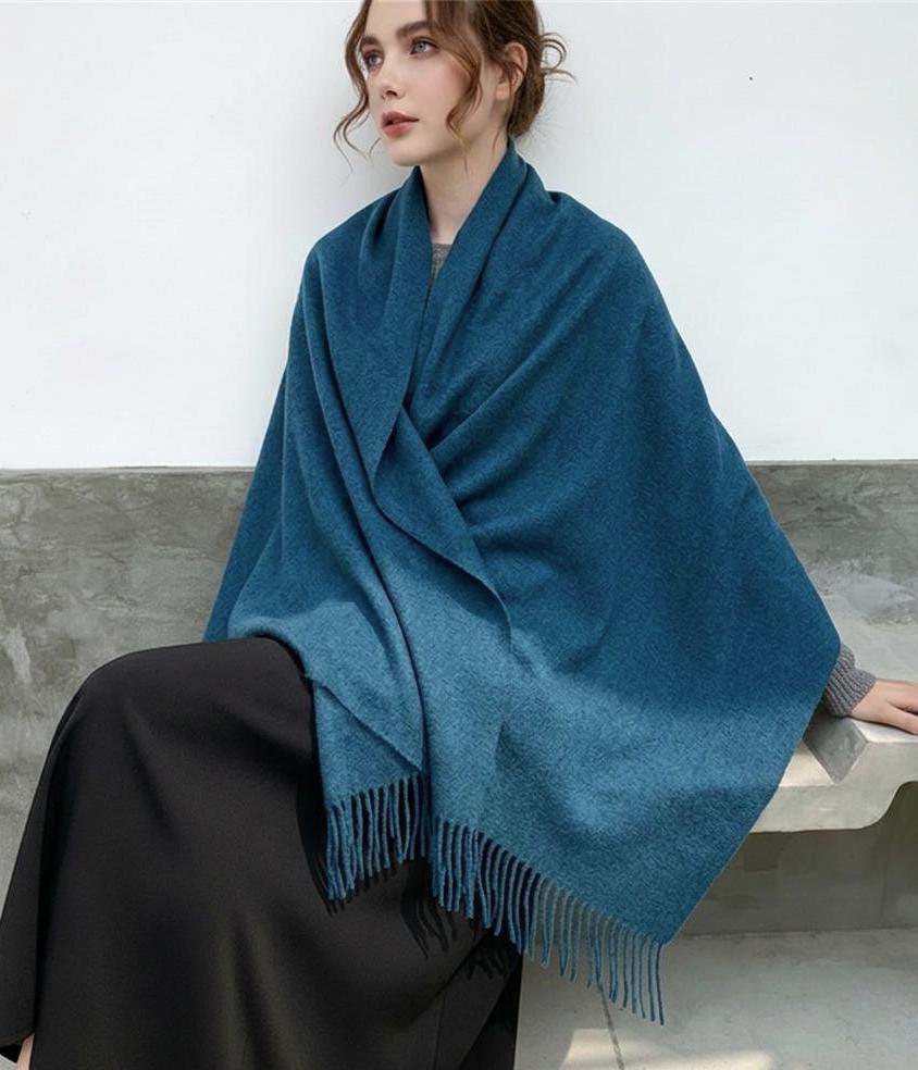 Teal Shawl - Thick Wide Scarf - Pashmina Super Soft Wrap