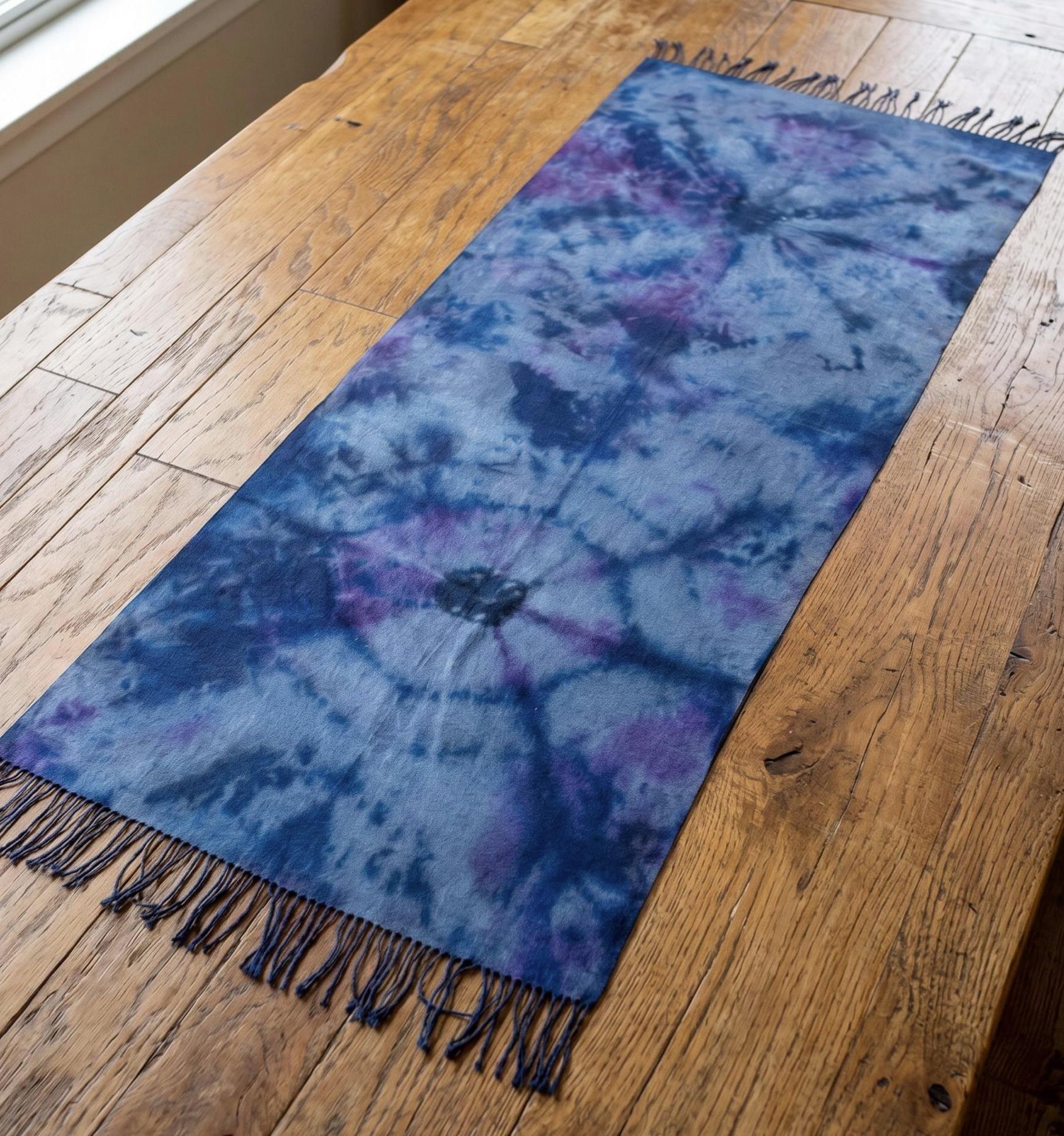 Hand Dyed Tie Dye Pashmina, Blanket Shawl, Wide Scarf, Head Wrap - Rayon Shawl